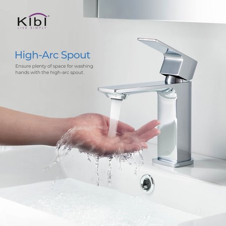 Kibi Mirage Single Handle Bathroom Vanity Sink Faucet with Pop Up Drain C-KBF1001CH-KPW100CH